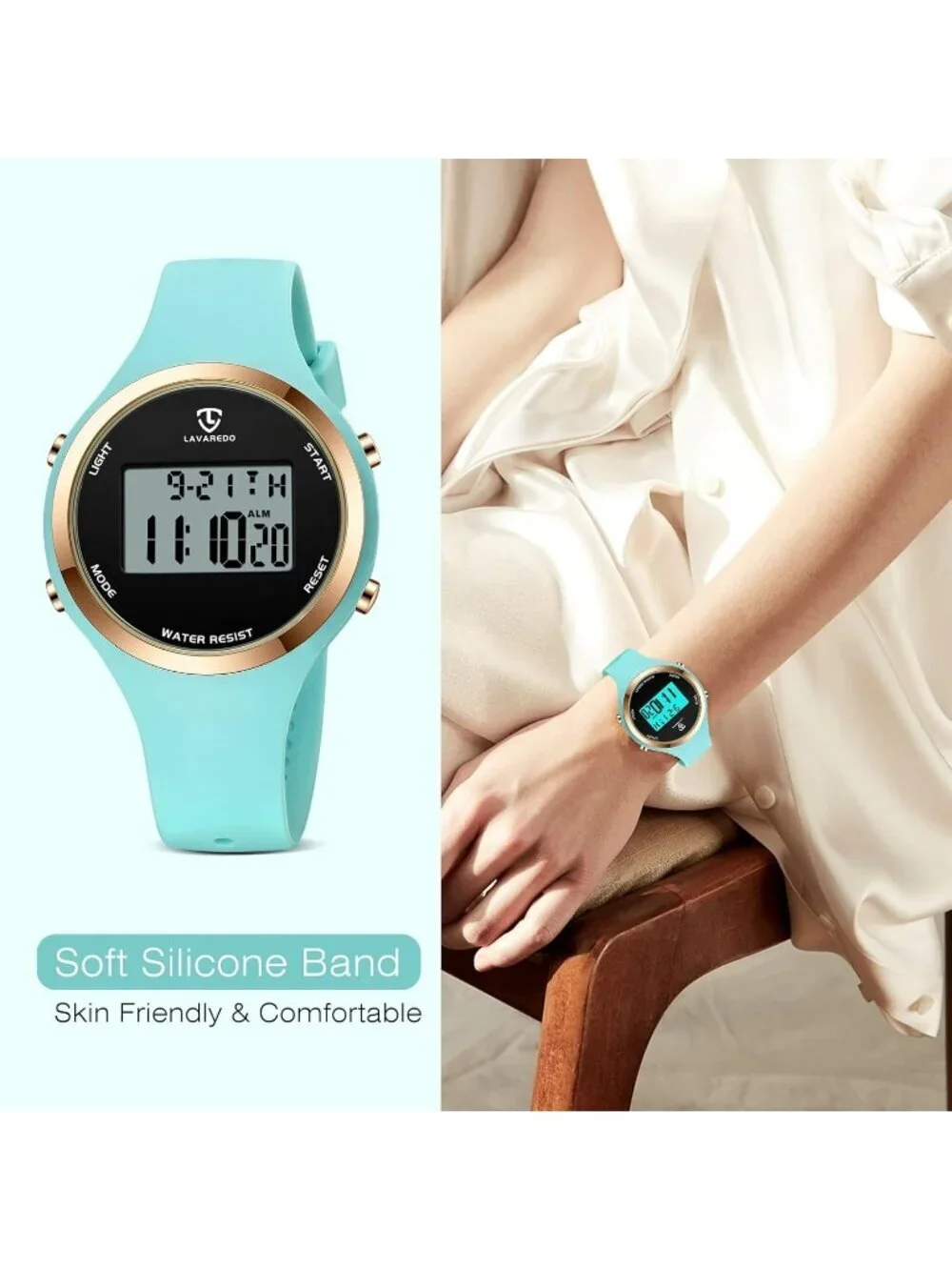 Women's Green Quartz Chronograph Waterproof Outdoor Sport Digital Classic Watch